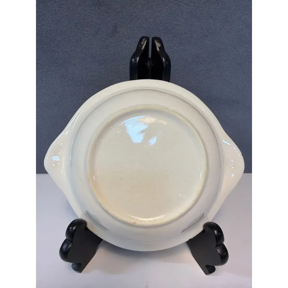 Vtg Art Pottery Dish Off White Glaze Dish Crazing Made In California USA